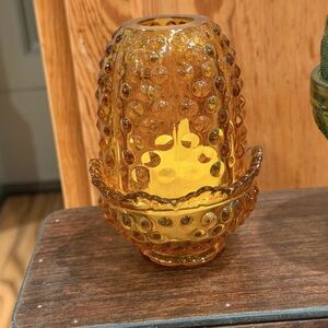Fenton Amber Hobnail Glass Votive/Candle Holder